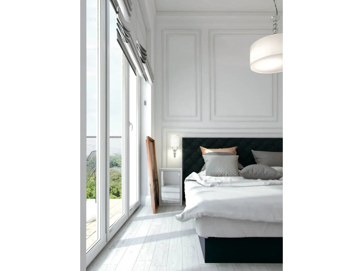 Corniche de plafond MDB064 Mardom Decor installée dans une chambre au style classique