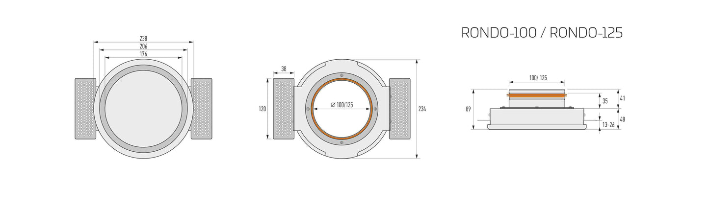 Schéma de bouche de ventilation Ergovent Rondo