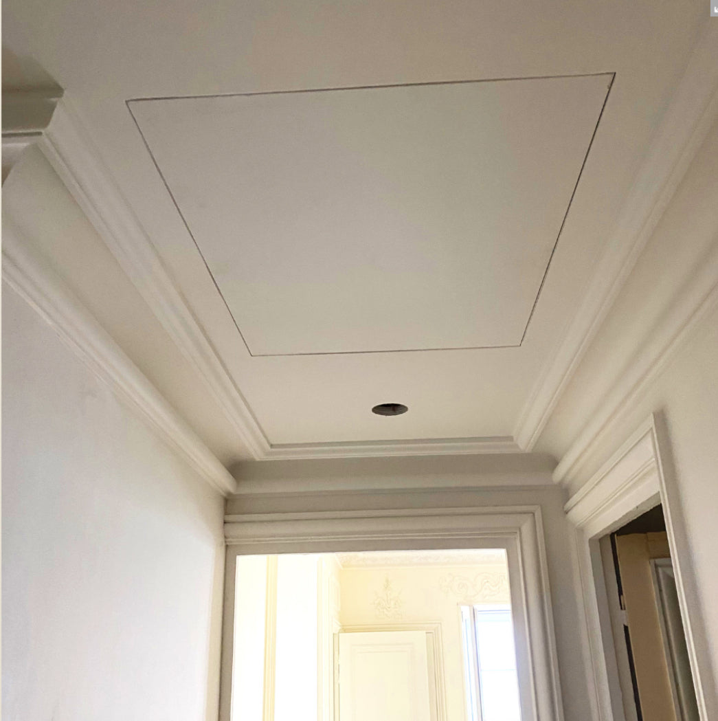 Trappe de visite Clim affleurante et invisible étanche à l’air pour plafond en plaque de plâtre