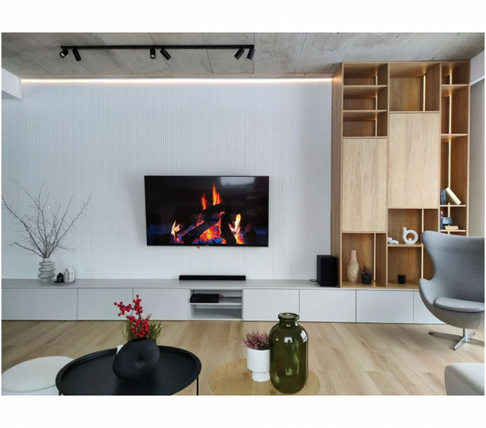 Panneau Mural 3D Stretto L0101T Blanc 200 cm - Prêt à Peindre