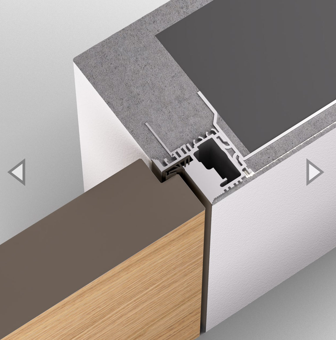 Bloc Porte invisible Huisserie aluminium (Porte à âme pleine hauteur 204 cm)
