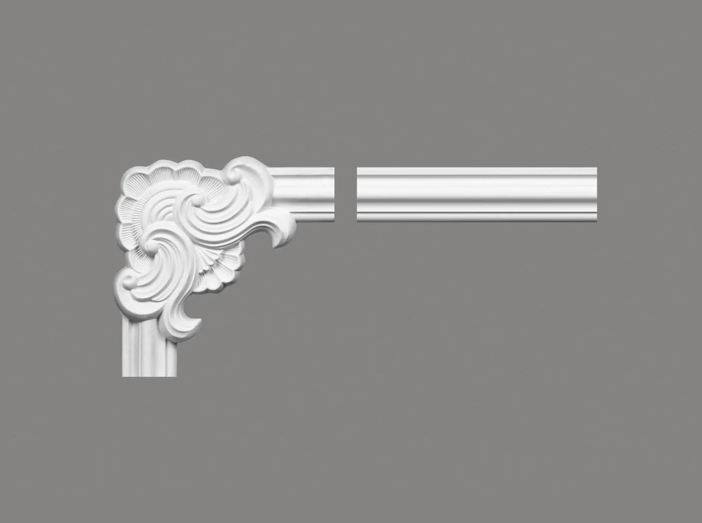 Vue de l'angle Moulure référence MDD308-11 de dimension 27 x 27 x 6,5 cm