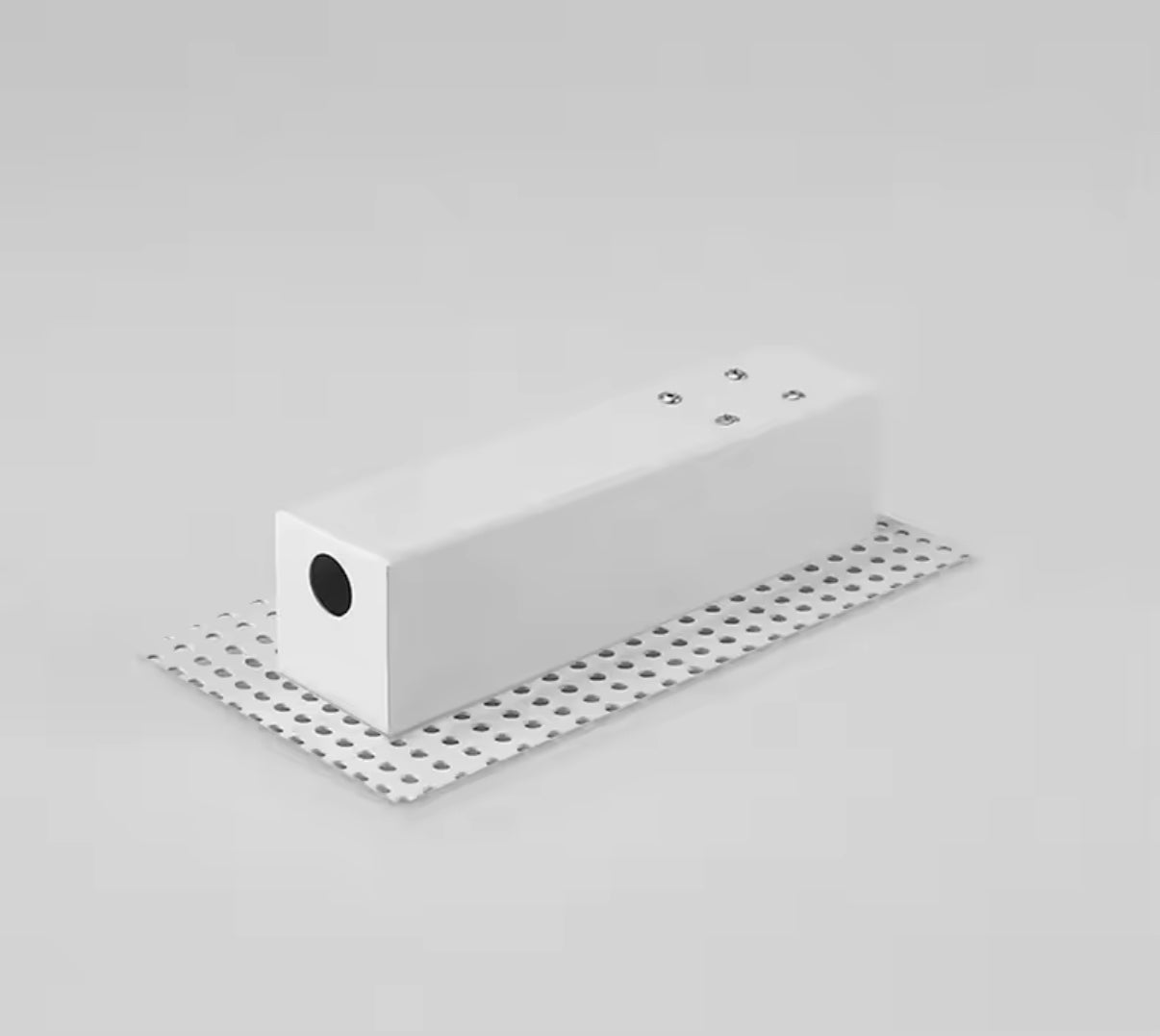 Dos du signaleur LED encastré invisible avec boîtier technique – installation encastrée dans mur en plâtre