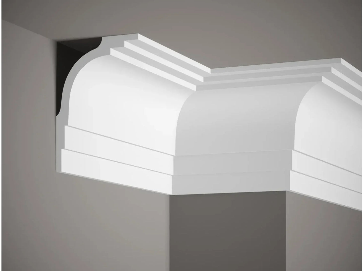 Corniche de plafond MDB104 en plâtre blanc lisse, moulure moderne avec lignes géométriques pour décoration murale contemporaine