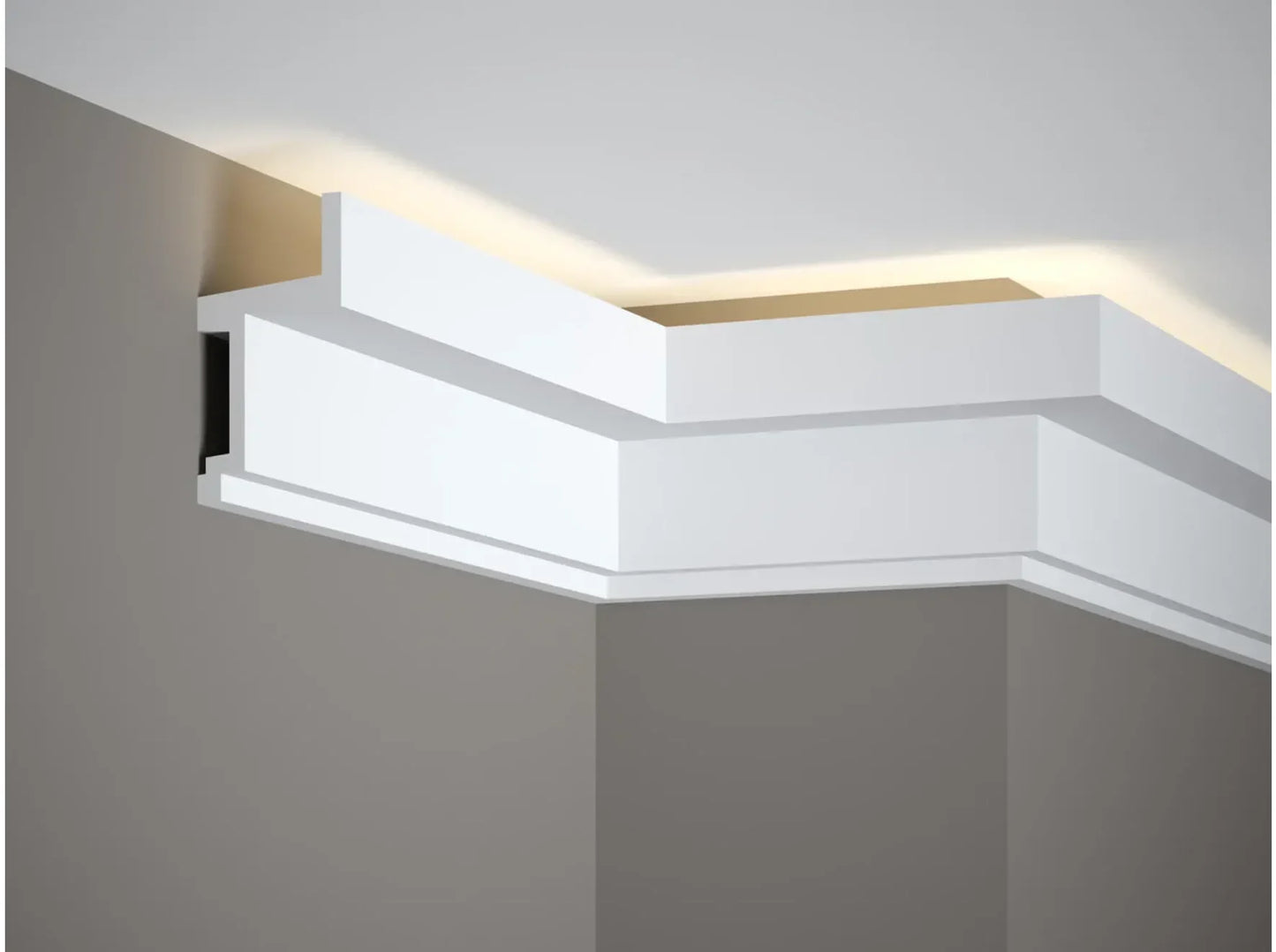 Corniche de plafond MDB115 avec éclairage LED indirect, design moderne et minimaliste.