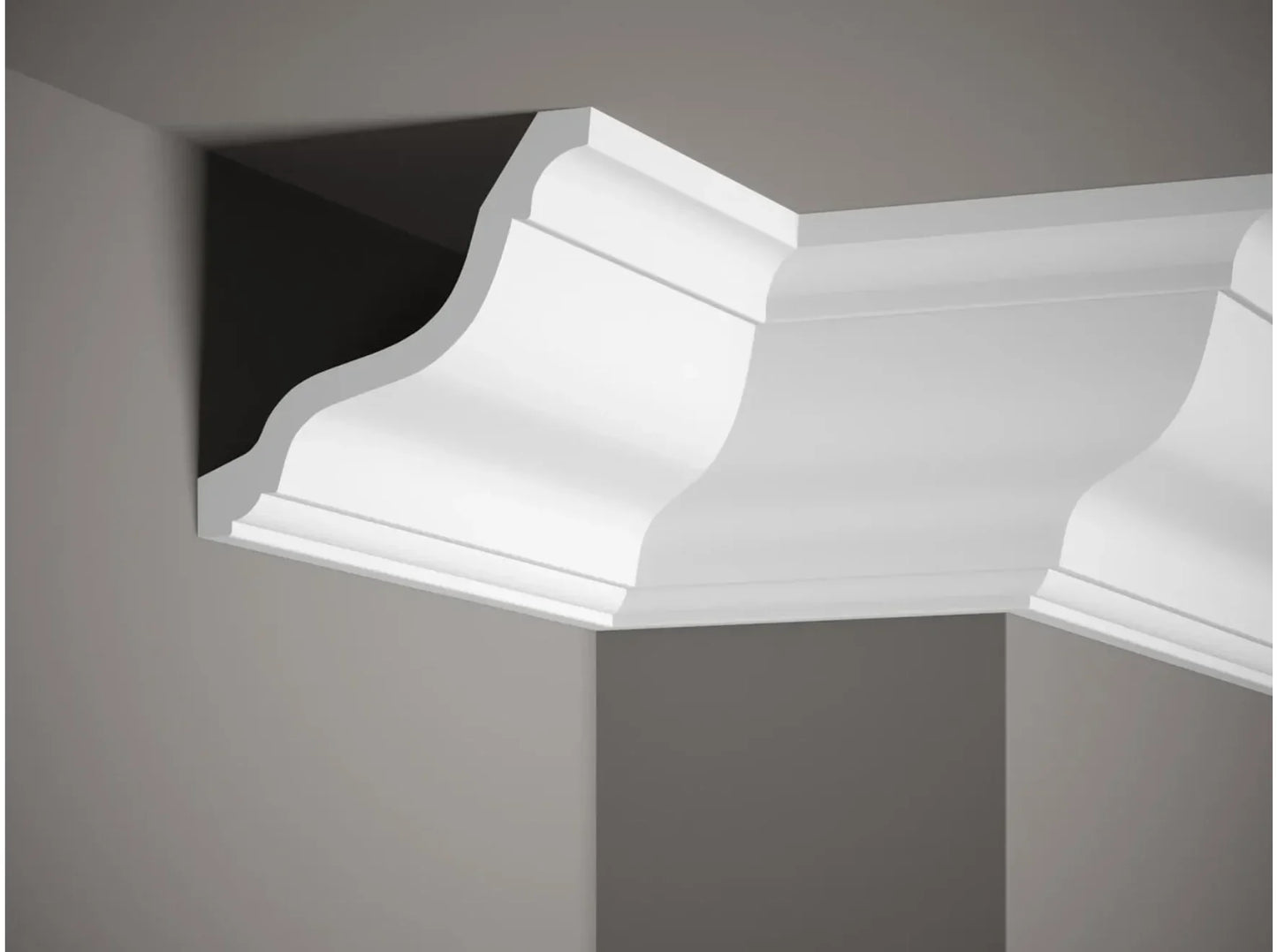 Corniche de plafond MDB214 en plâtre blanc, moulure galbée de style classique pour plafond intérieur élégant et raffiné