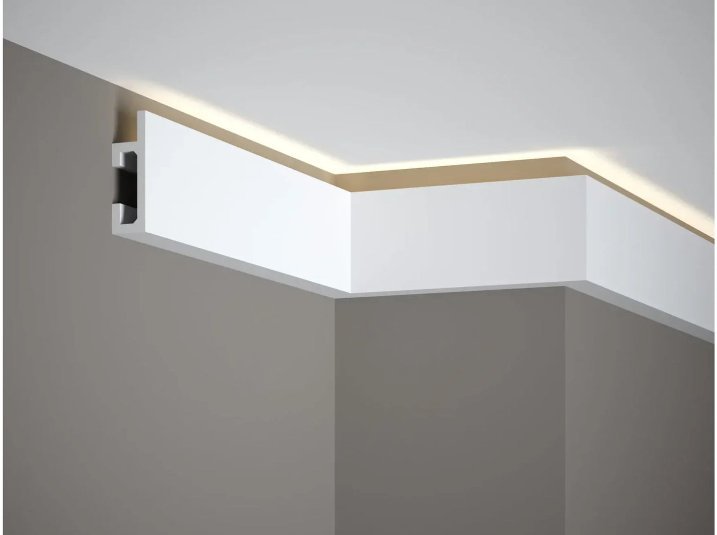 Corniche de plafond QL019 installée avec éclairage indirect LED