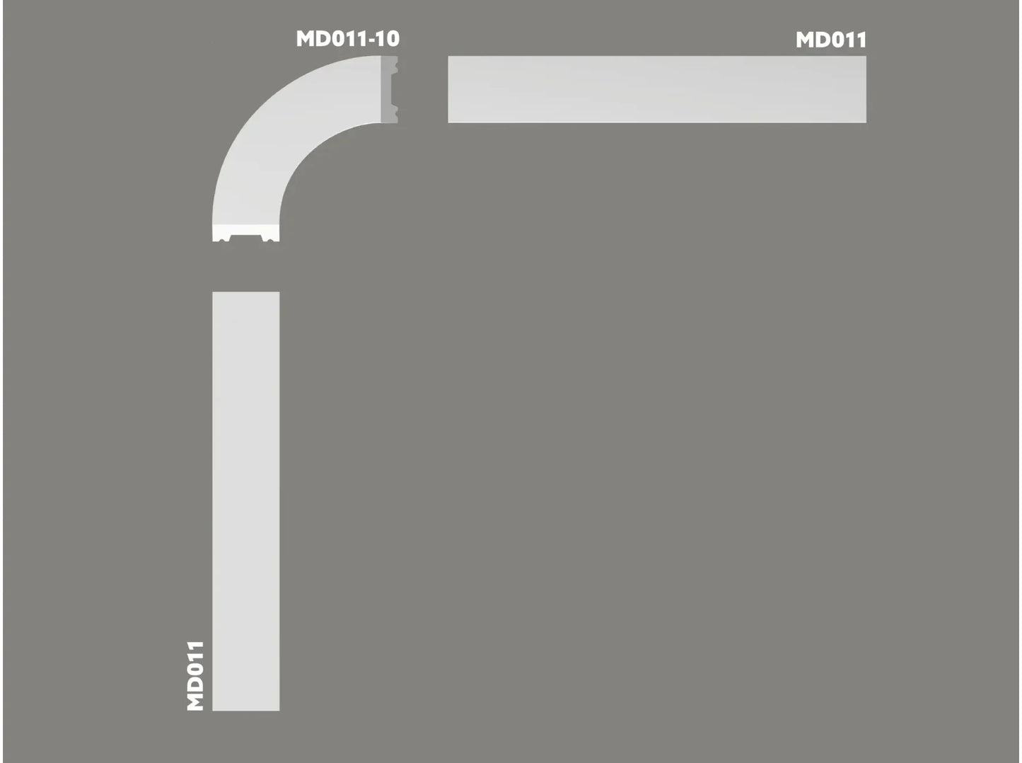 Angle MDD011-10 associé à la moulure droite MD011 – vue d’ensemble d’un angle intérieur harmonisé