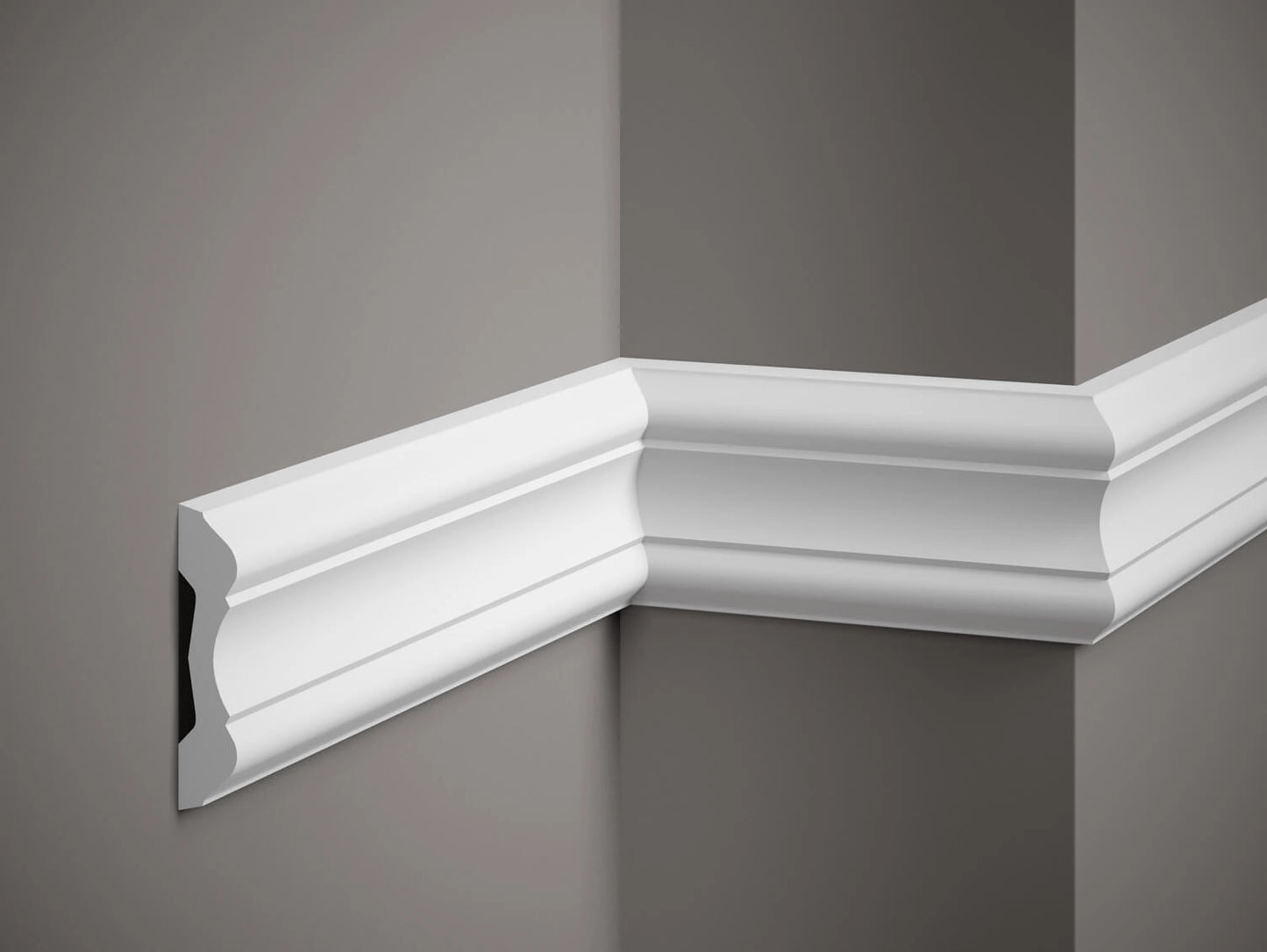 Moulure murale MDD345 en polystyrène blanc, profil décoratif classique de 200 x 10,2 x 2,4 cm, idéale pour habillage mural élégant Moulure murale MDD345 en polystyrène blanc, profil décoratif classique de 200 x 10,2 x 2,4 cm, idéale pour habillage mural élégant