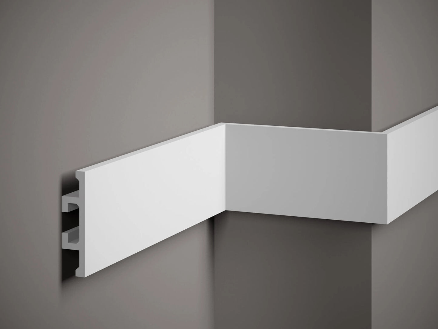 Moulure murale QL017 en polystyrène, profil moderne de 200 x 10 x 2,5 cm, idéale pour habillage mural et décoration intérieure contemporaine