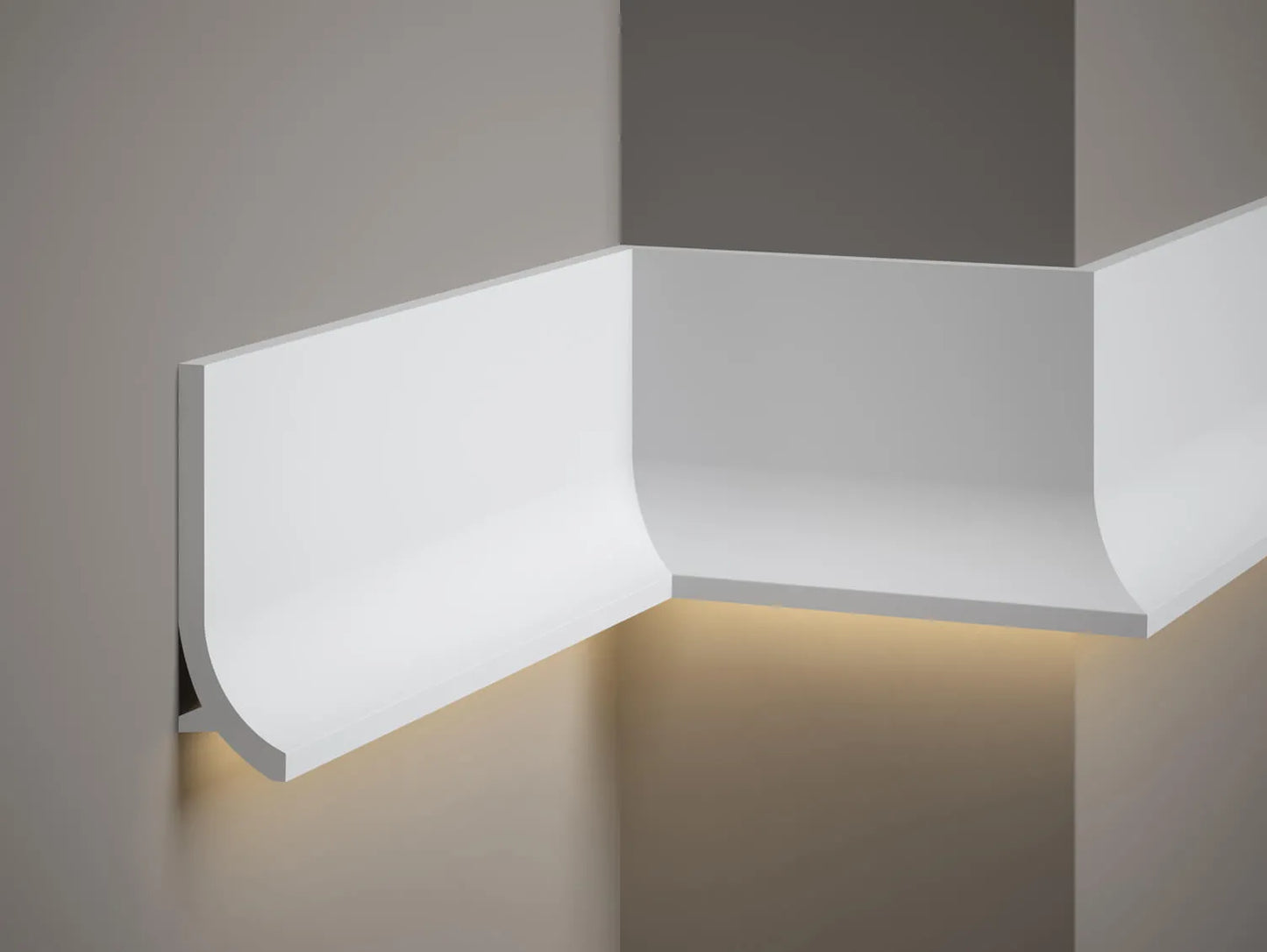 Moulure murale QS011 avec possibilité d’intégrer un éclairage LED indirect, idéale pour habillage mural contemporain.
Moulure murale QS011 avec possibilité d’intégrer un éclairage LED indirect, idéale pour habillage mural contemporain.