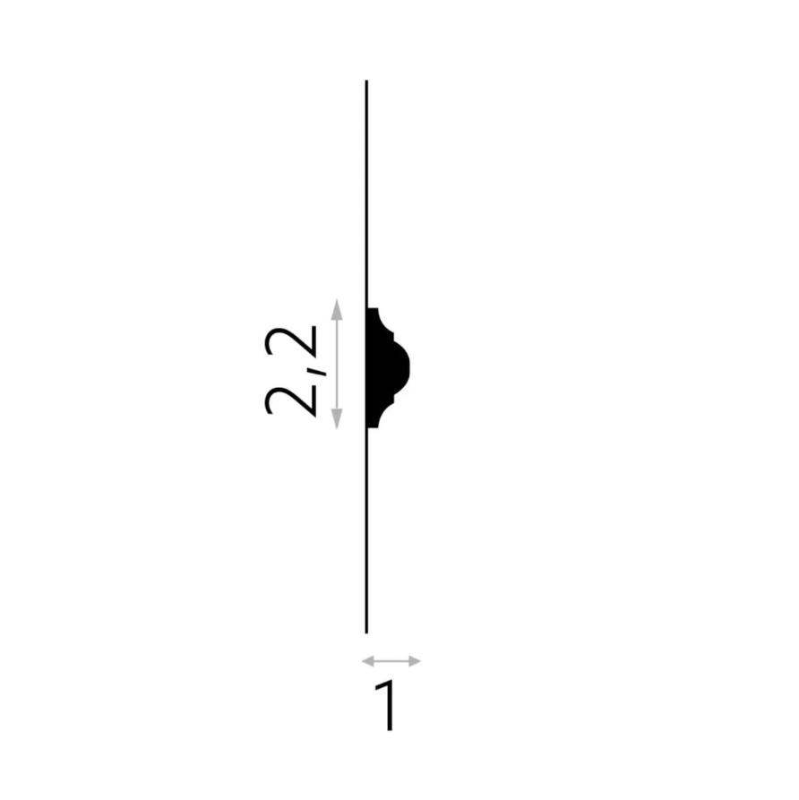 Schéma de dimensions de la moulure murale MD003
