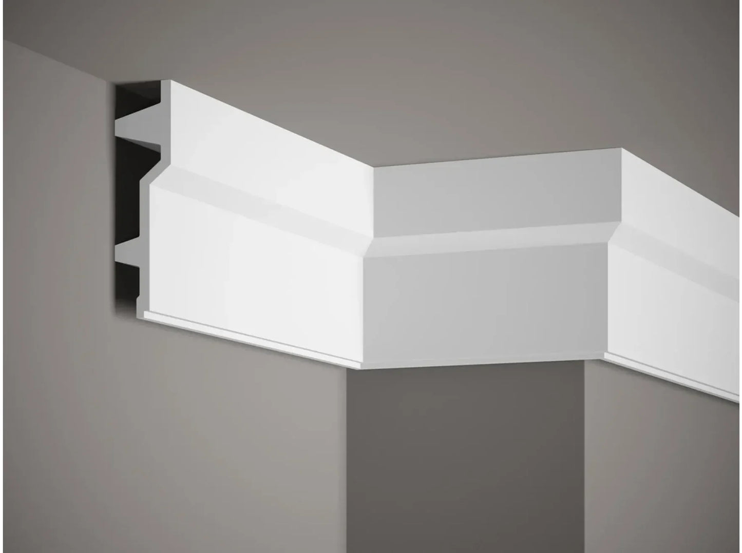 Corniche MDB150 sans éclairage, moulure murale moderne en plâtre avec design graphique minimaliste pour plafond