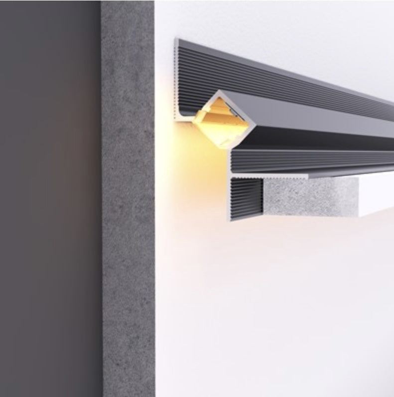 Profilé aluminium noir 2,5 m pour ruban LED dans joint creux de plafond