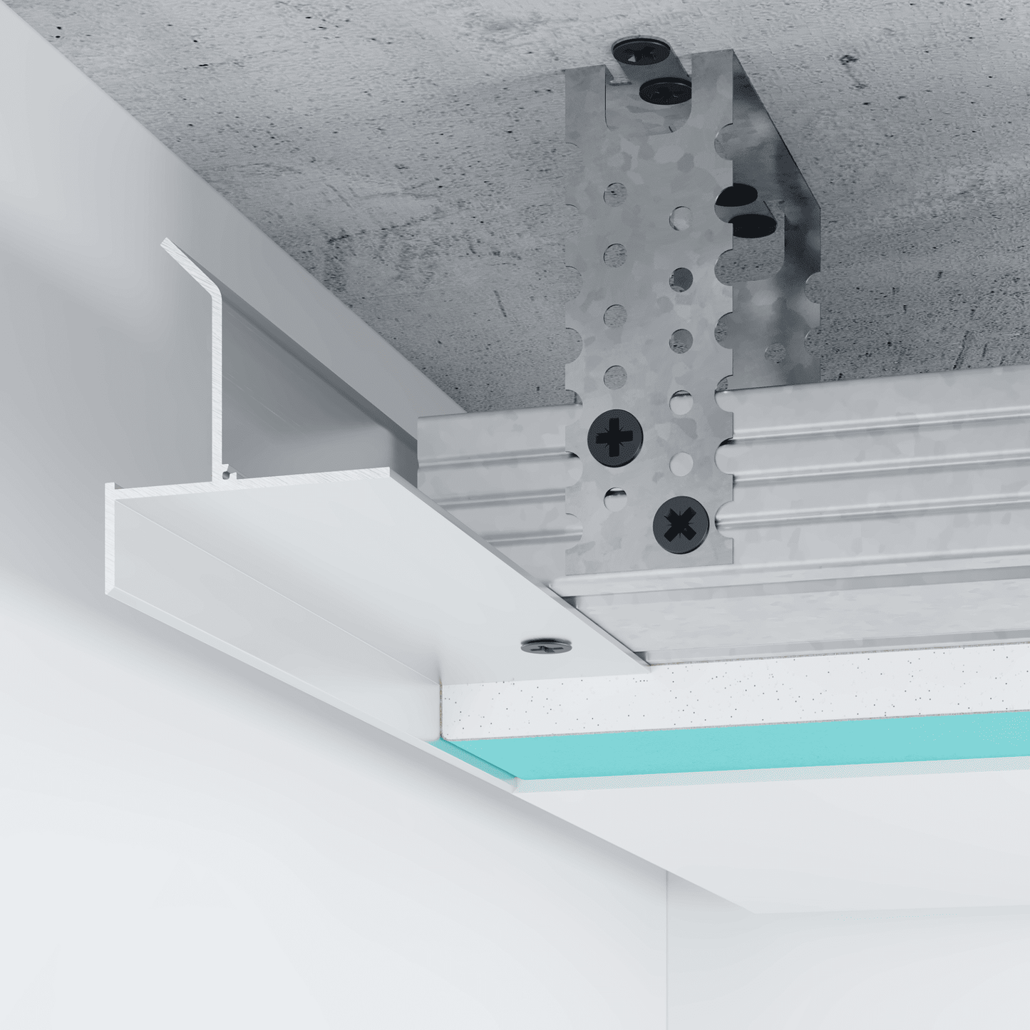 Profilé joint creux plafond alu 66,6 x 66,1 mm – installation en angle plafond pour design épuré