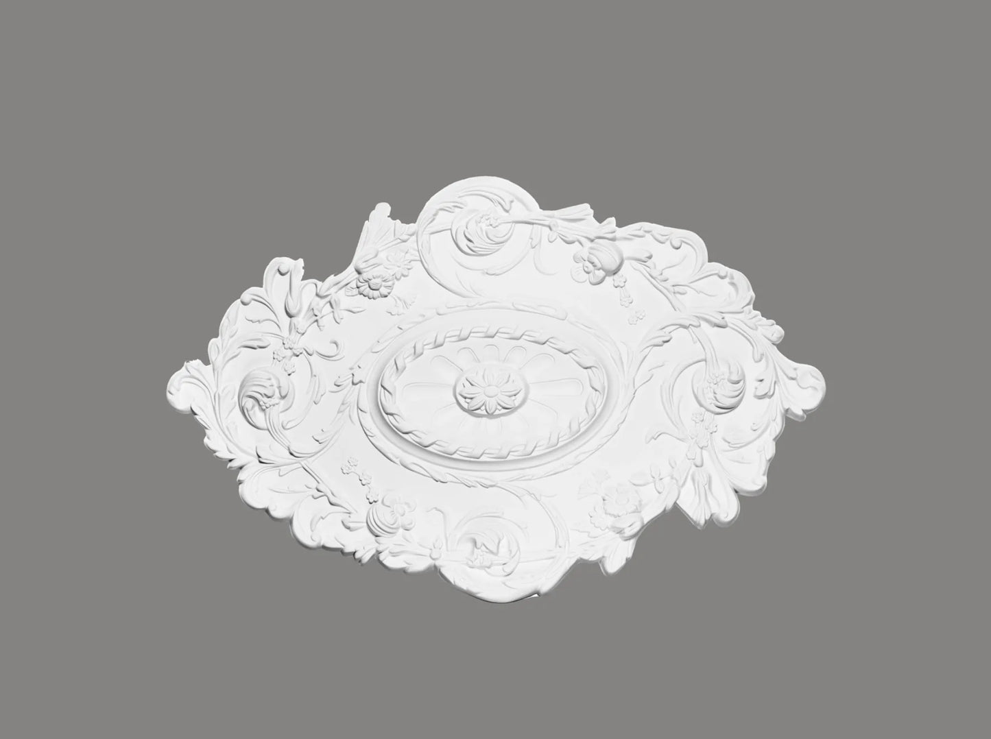 Rosace plafond blanche 74.8 x 51 x 4 cm cm B2021, décoration murale élégante pour intérieur classique