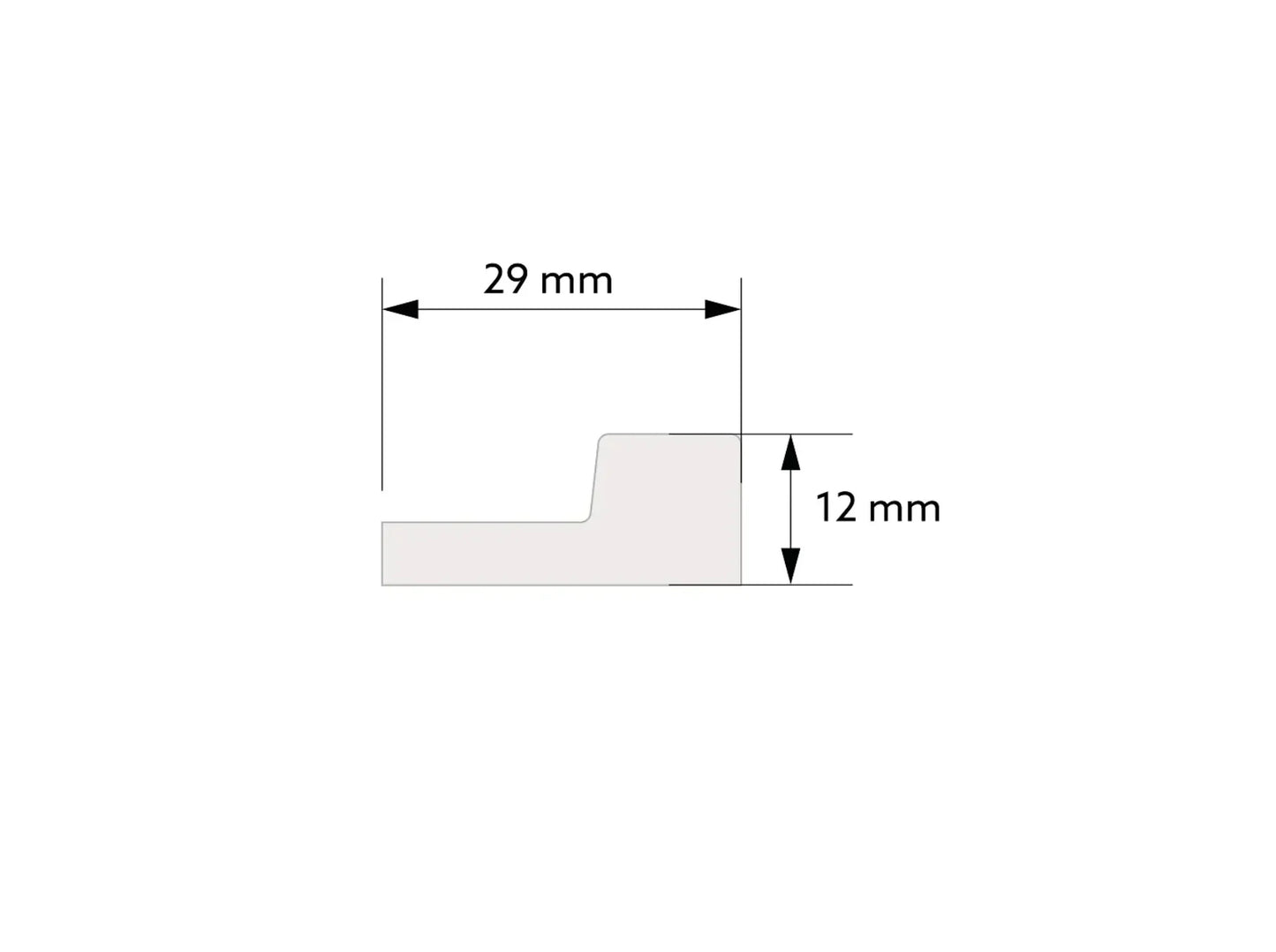 Schéma technique de l’extrémité droite du panneau mural Stretto L0104R avec dimensions précises