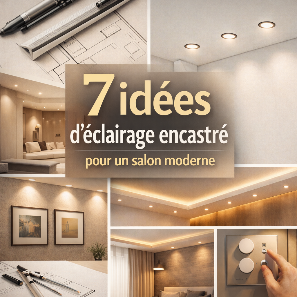 Exemples d’éclairage encastré invisible dans un salon moderne avec spots alignés et éclairage indirect au plafond
