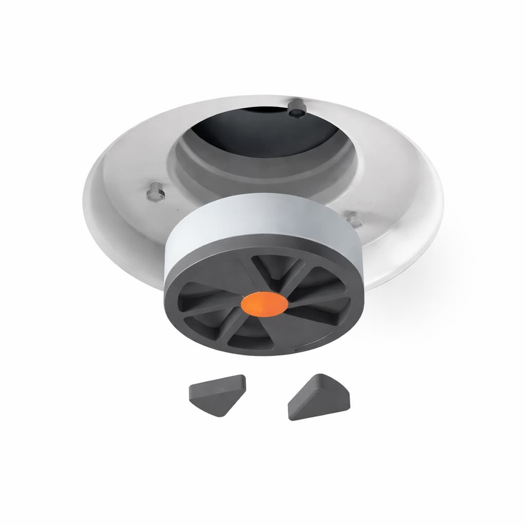 Vue éclatée d’une bouche de ventilation invisible montrant les composants internes et le capot