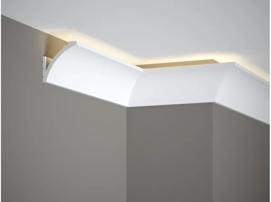 Corniche LED MD380 Mardom Decor avec éclairage indirect au plafond