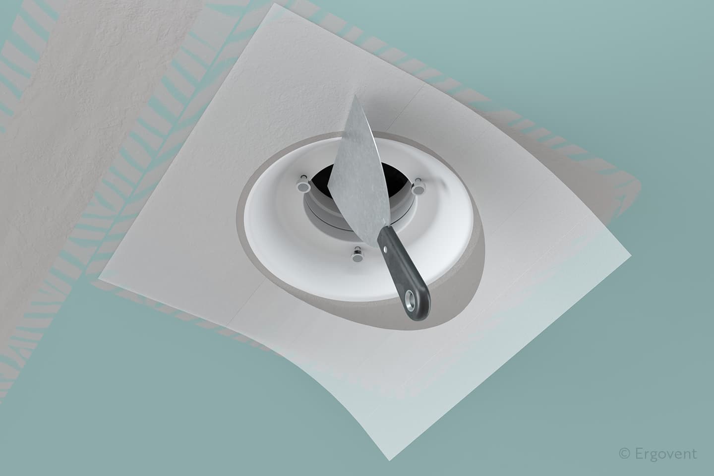 installation diffuseur ventilation plafond faux plafond placo raccord gaine ventilation ergovent