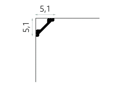 Schéma dimensions corniche MD368 Mardom Decor 5,1 x 5,1 cm