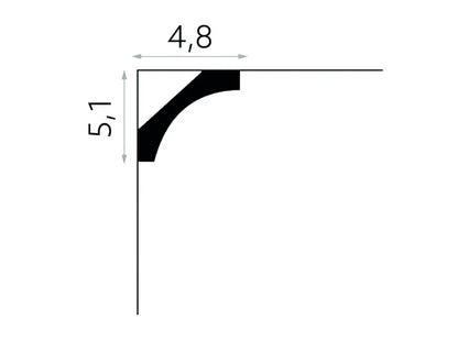 Schéma dimensions corniche flexible MD210F 5,1 x 4,8 cm