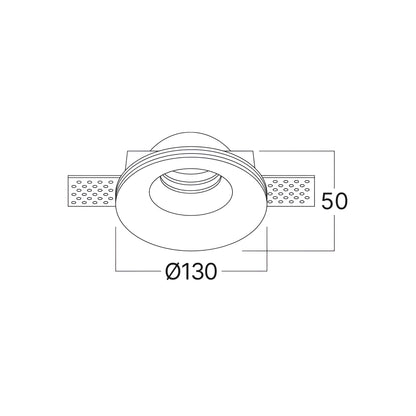 Schéma dimensions spot invisible encastré Ø130 mm hauteur 50 mm