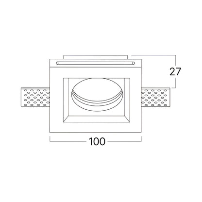 Schéma dimensions du spot invisible carré Braytron BH03-00270 100 x 100 mm