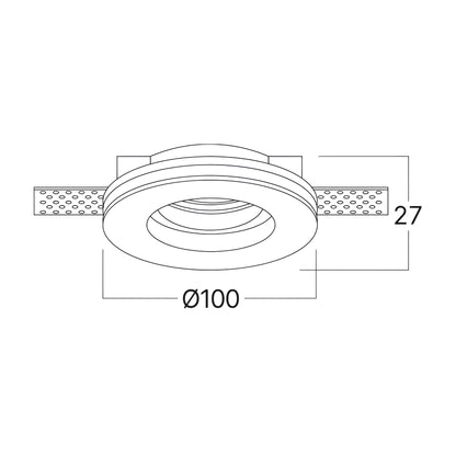Schéma dimensions spot invisible rond Ø100 mm hauteur 27 mm