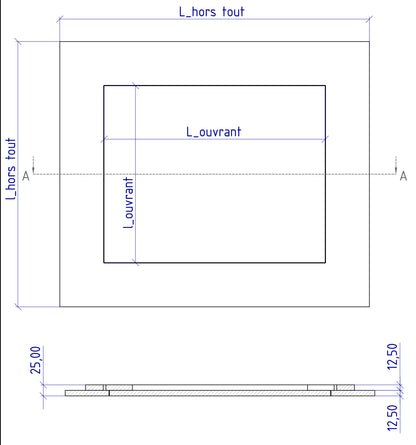 Trappe de visite invisible étanche a l’aire pour plafond en plaque de plâtre 80 x 80 cm