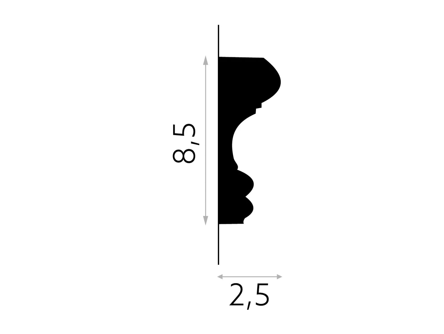 Moulure murale MDD311 - 200 x 8,5 x 2,5 cm