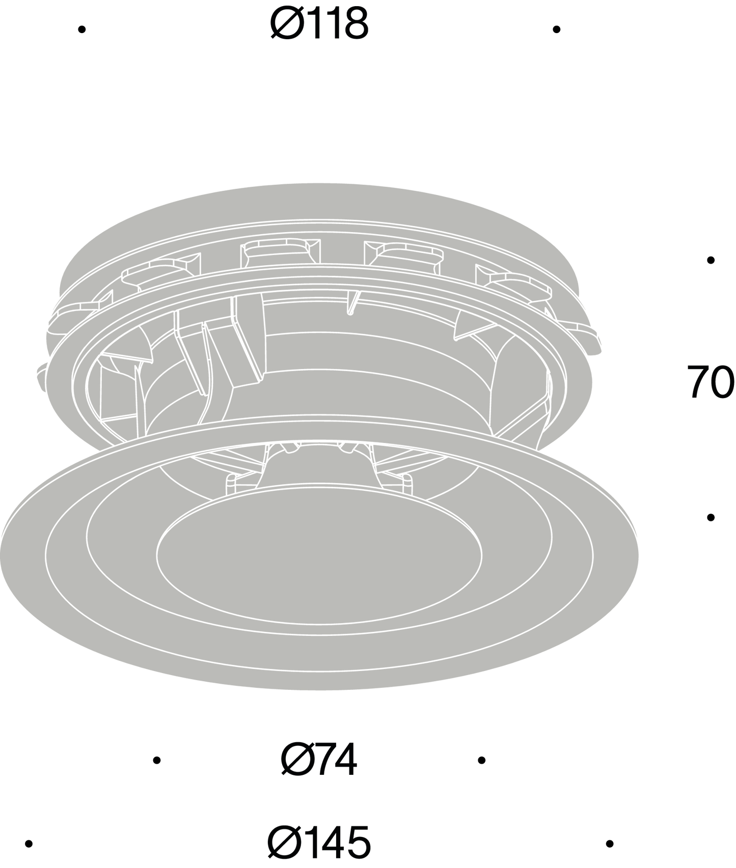 Bouche de Ventilation Affleurante Pradovent Trim Ø125mm