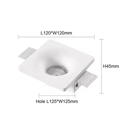 Spot invisible en plâtre 120 mm X 120 mm et hauteur 45 mm pour GU10