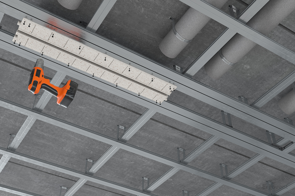 Installation du diffuseur climatisation LINEO-PRO CONDI 125 sur ossature de plafond