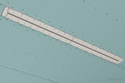 Diffuseur LINEO-PRO CONDI 125 intégré dans un faux plafond en plaques de plâtre