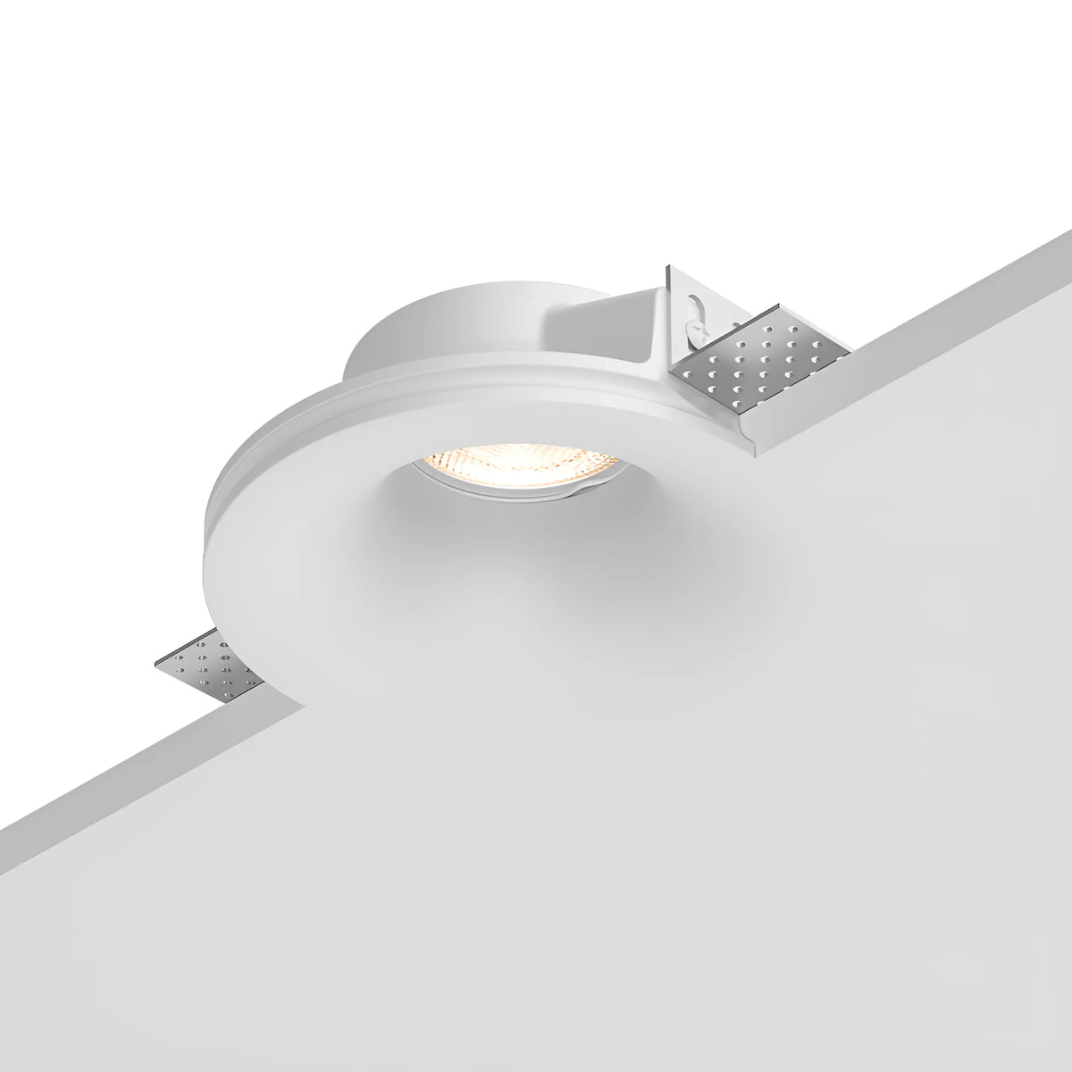 Spot invisible rond Ø130 mm intégré à fleur dans un plafond en plaques de plâtre