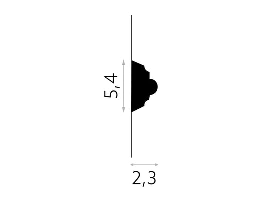 Vue détaillée du profil ornemental de la moulure murale MDC252 en ProFoam
