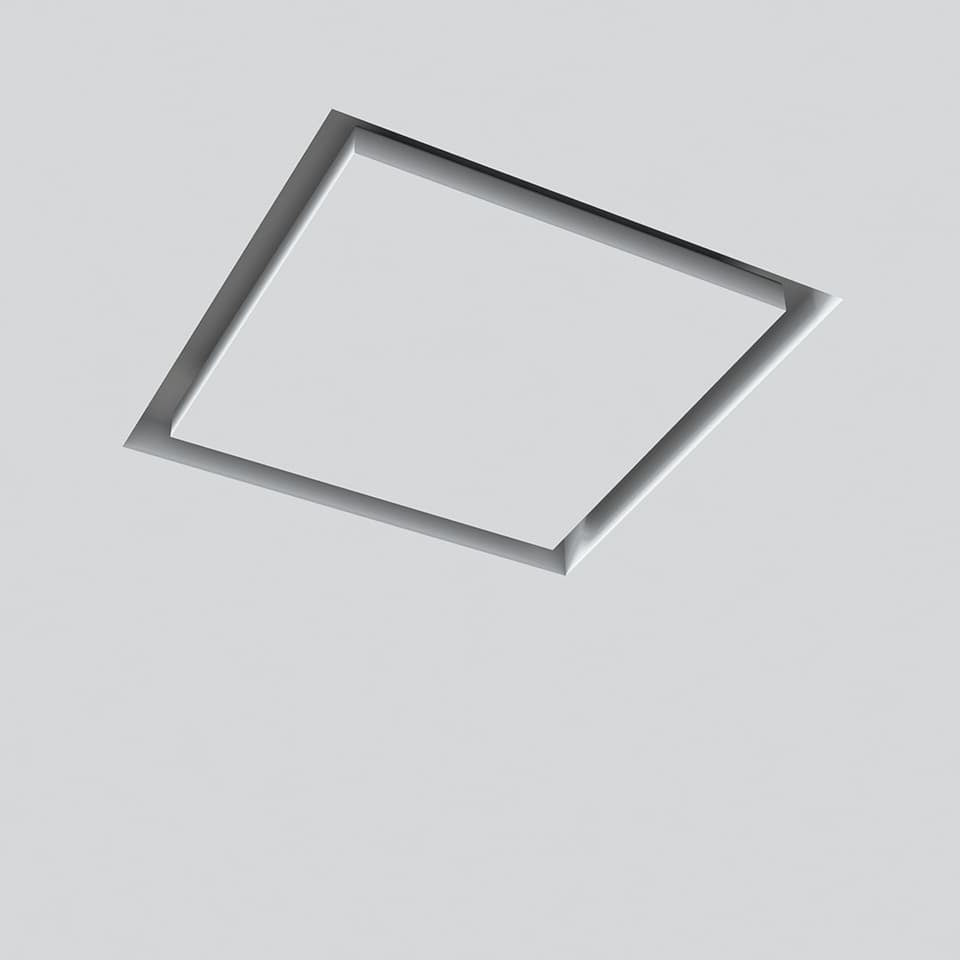Plafond design avec bouche ventilation invisible carrée sans cadre KVADRO intégrée