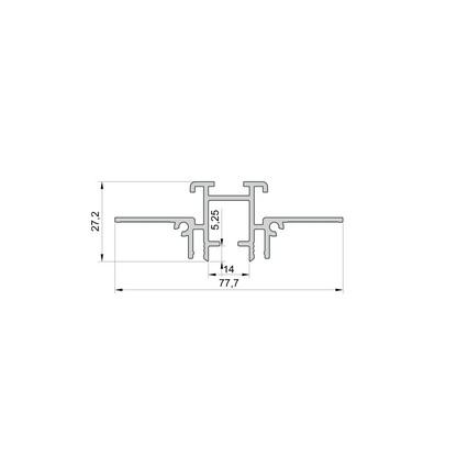 schéma technique Vue de faceTringle à Rideaux Invisible Aluminium Noire - 3m