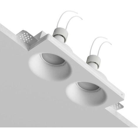Spot invisible double encastré en plâtre – 190 × 100 mm – 2 GU10