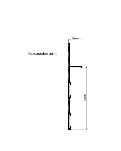 Profilé de 200 cm pour plinthe carrelages ou pierre naturelles invisible et affleurante - cloison BA13