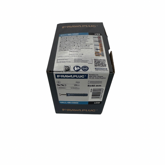 50 Cheville Nylon Multifonctions pour matériaux creux ou pleins (avec vis pour tous matériaux) - Diamètre 8mm