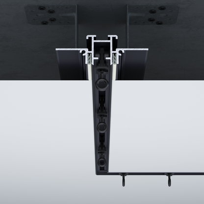 Vue de faceTringle à Rideaux Invisible Aluminium Noire - 3m