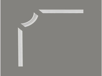 Angle mouluré décoratif MDD318-10 de couleur blanche, compatible avec moulure MD318 – dimensions 13,2 x 13,2 x 1,5 cm