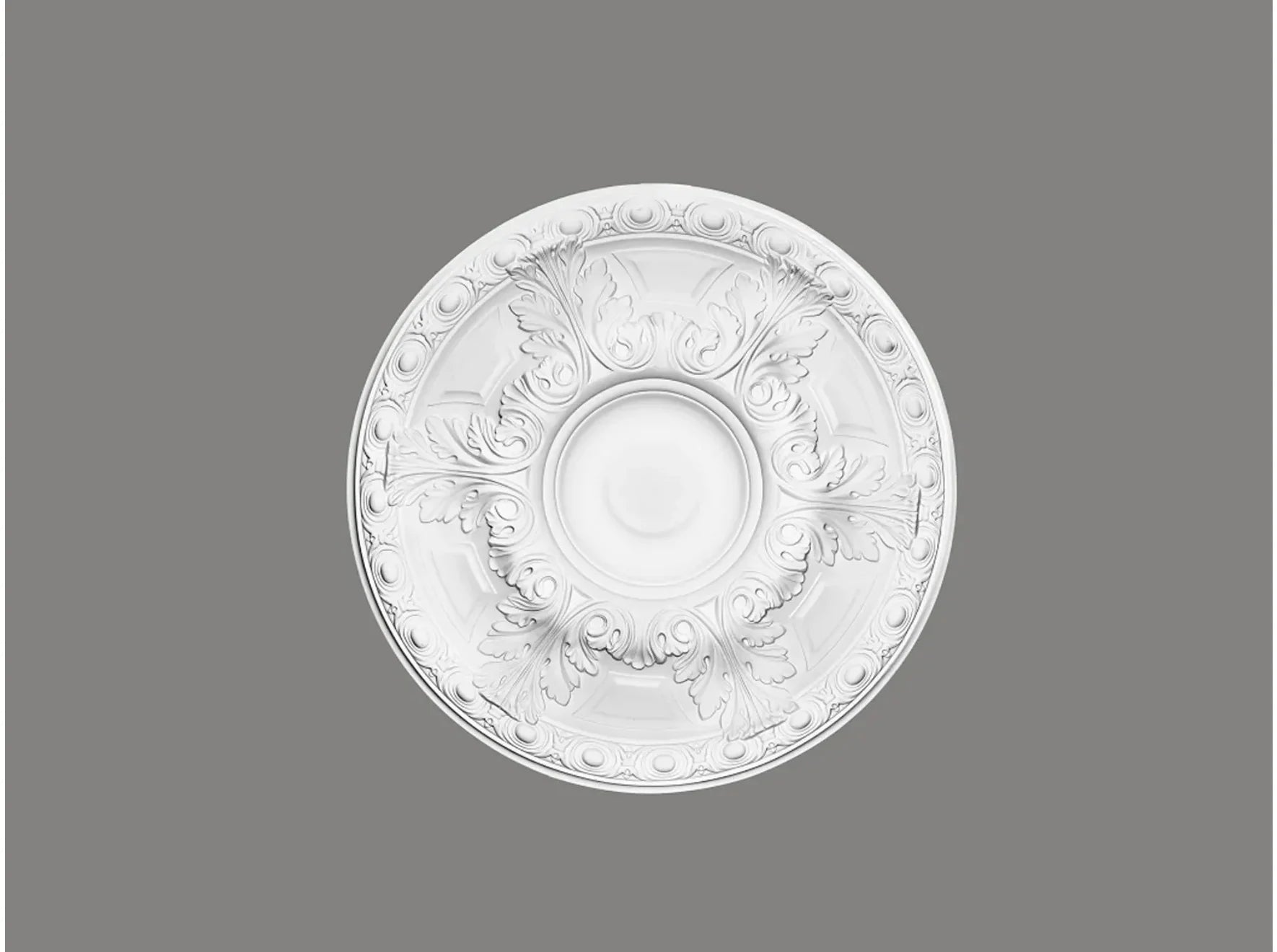 Rosace de plafond B3047 blanche Ø 59,6 cm avec motifs floraux classiques en relief – décoration plafond élégante