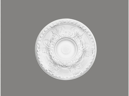Rosace de plafond B3047 blanche Ø 59,6 cm avec motifs floraux classiques en relief – décoration plafond élégante