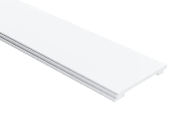 Panneau  BW001T en PolyForce, vue en perspective montrant le profil blanc prêt à peindre pour lambris mural.