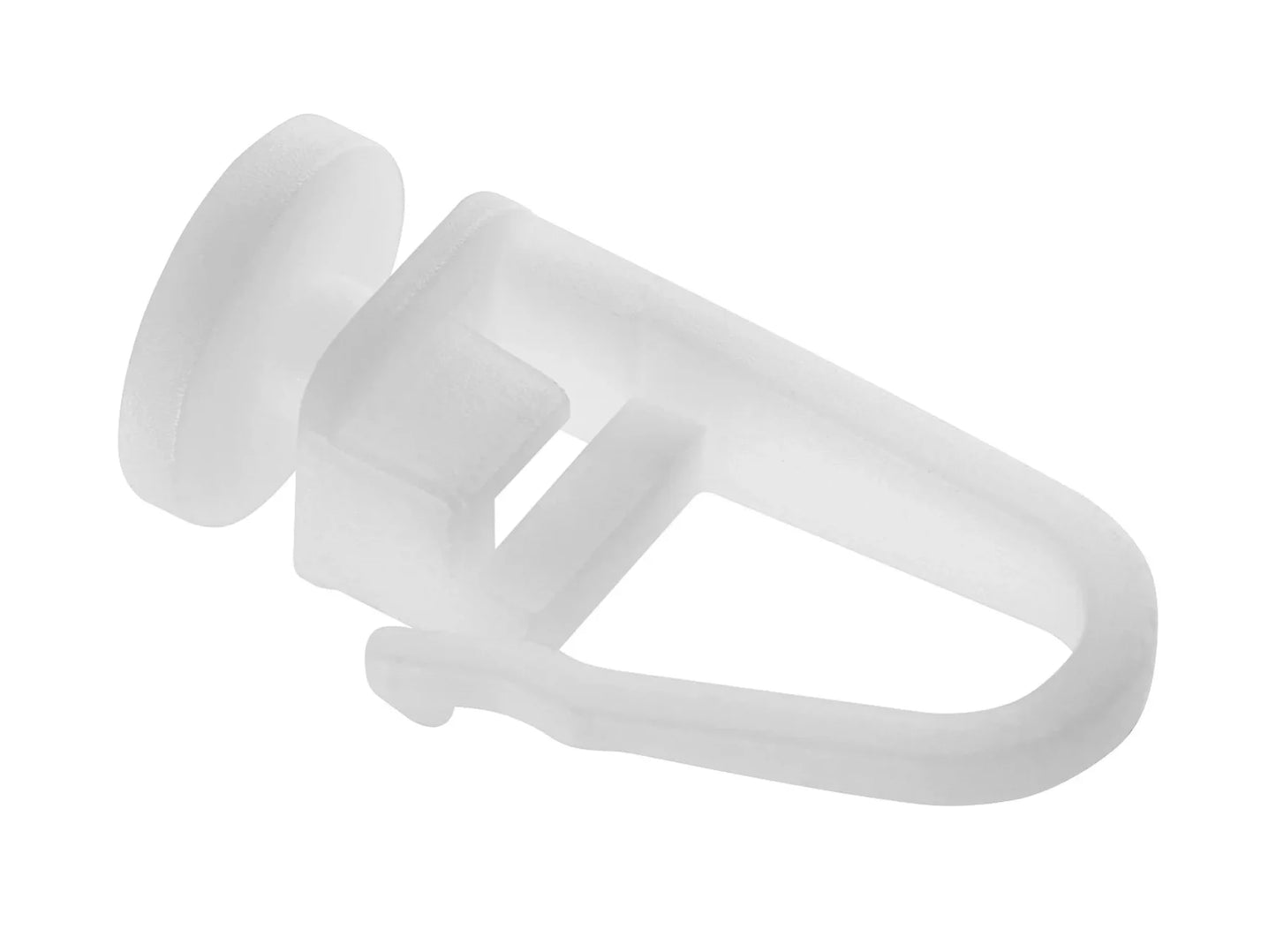 Clip de suspension blanc pour rail double à rideaux D200, fixation facile et rapide.