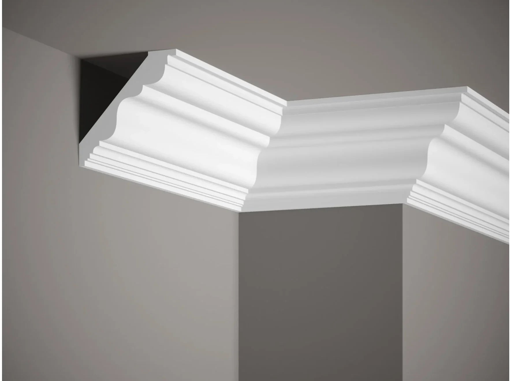 Corniche de plafond MDB108 installée à l’angle mur-plafond, moulure classique 200 x 10 x 10 cm pour décoration intérieure élégante